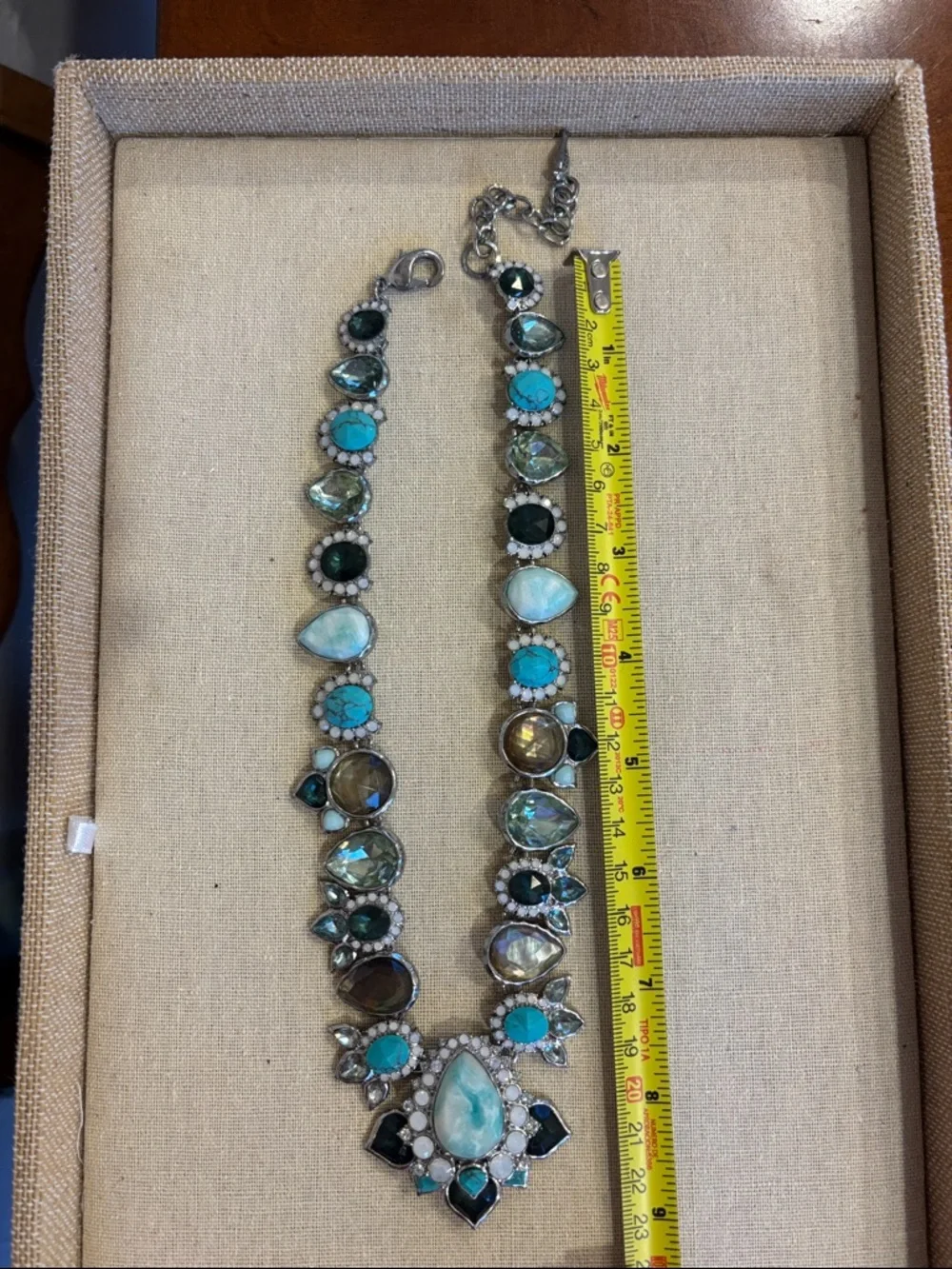 Chloe + Isabel Peacock Plumes Turquoise & Crystal Collar Necklace & Bracelet Set